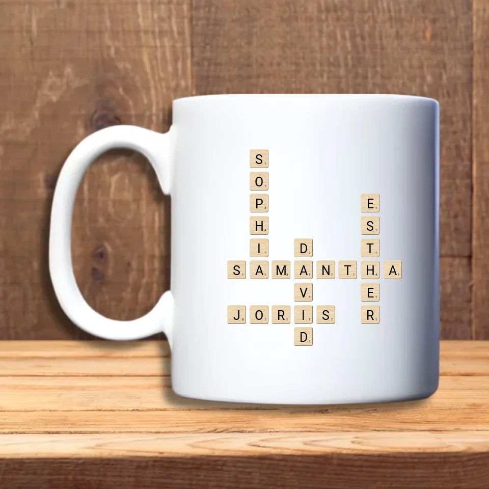 Scrabble Namen Beker – Gepersonaliseerd cadeau met namen