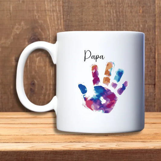 Handafdruk Waterverf Beker – Gepersonaliseerde mok voor papa