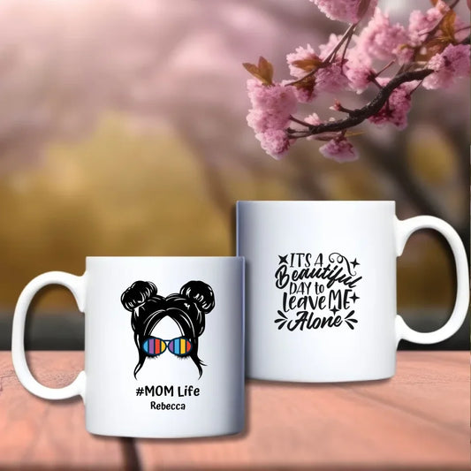 #momlife - gepersonaliseerde beker - Moeder met mom bun - Moederleven - debekershop.nl - Moederdagcadeau