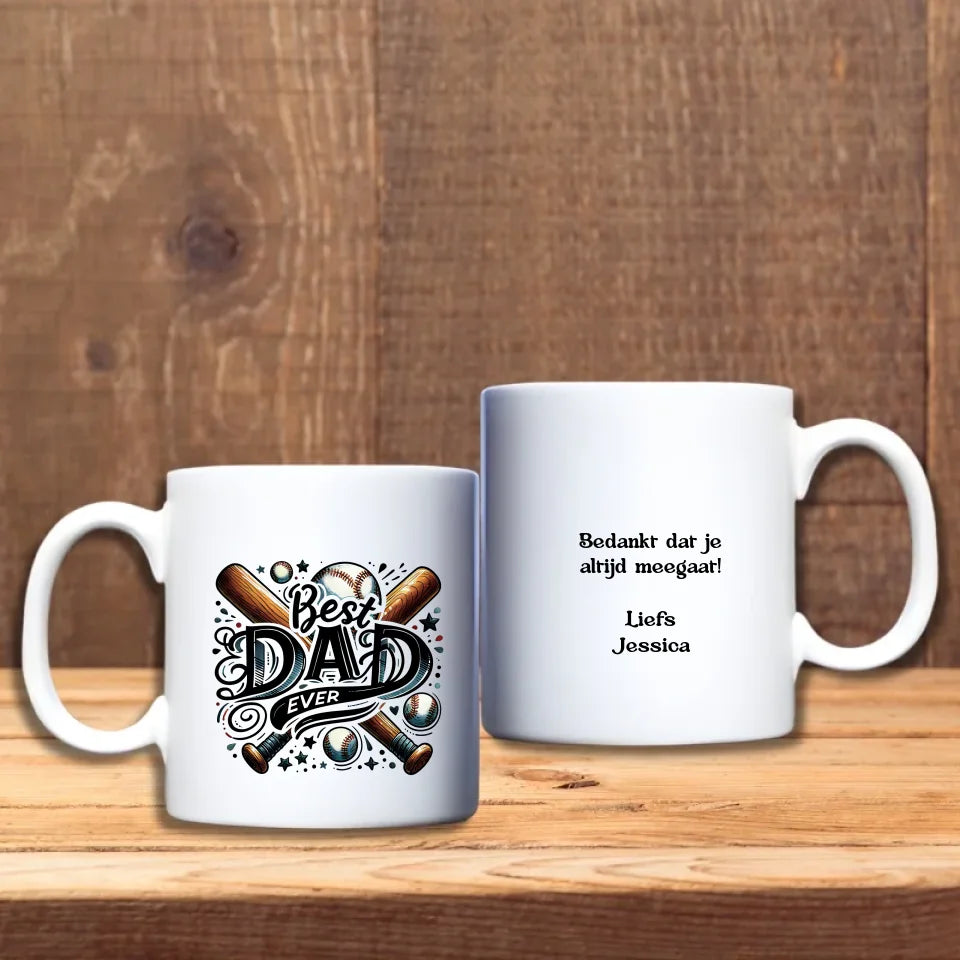 Sportieve Best Dad Ever Beker – Gepersonaliseerd cadeau voor papa