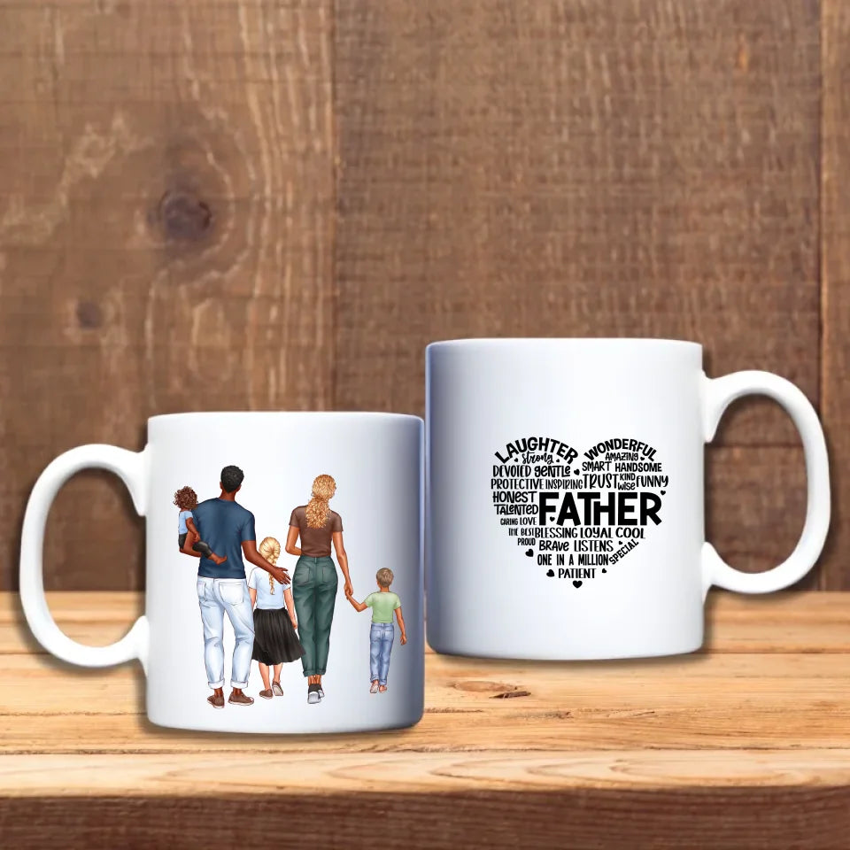 Vier jullie familieliefde met de ‘Gezin Wandelend’ beker — een persoonlijk cadeau waarop jullie gezin afgebeeld kan worden (ouders + 1-3 kinderen). Perfect als attentie voor Vaderdag, moederdag of iedere dag.