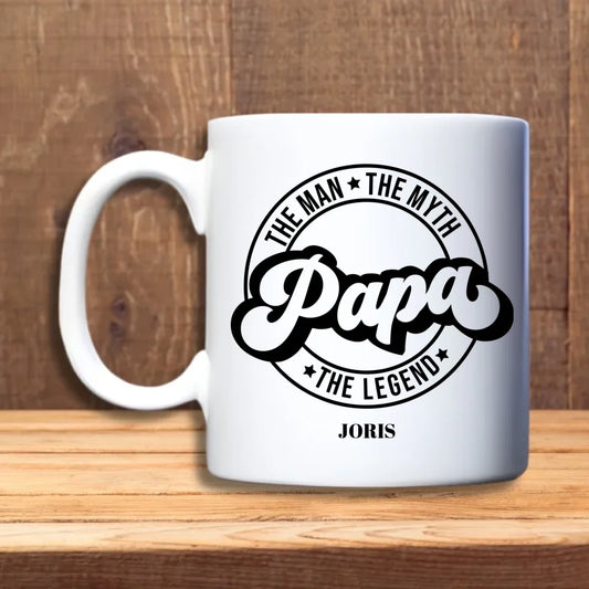 The Man, The Myth, The Legend Beker, Persoonlijk cadeau voor papa, gepersonaliseerde mok voor vader
