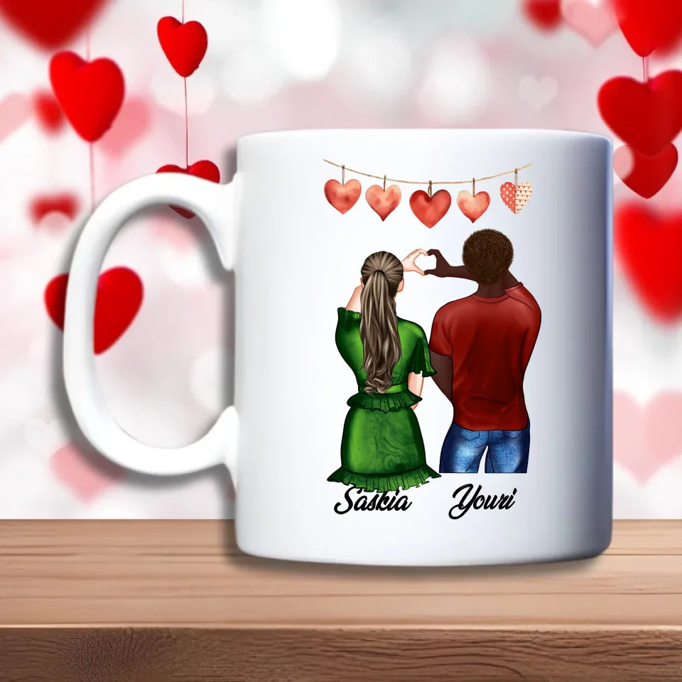 Koppel met Hart Handgebaar Beker – romantisch cadeau voor koppels, debekershop.nl