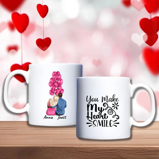 Koppel zittend met Ballon Beker – romantisch cadeau, Valentijn,  debekershop.nl