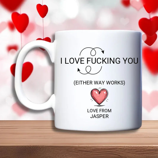 I Love F... Beker – grappige tekst, humoristisch cadeau voor koppels, debekershop.nl