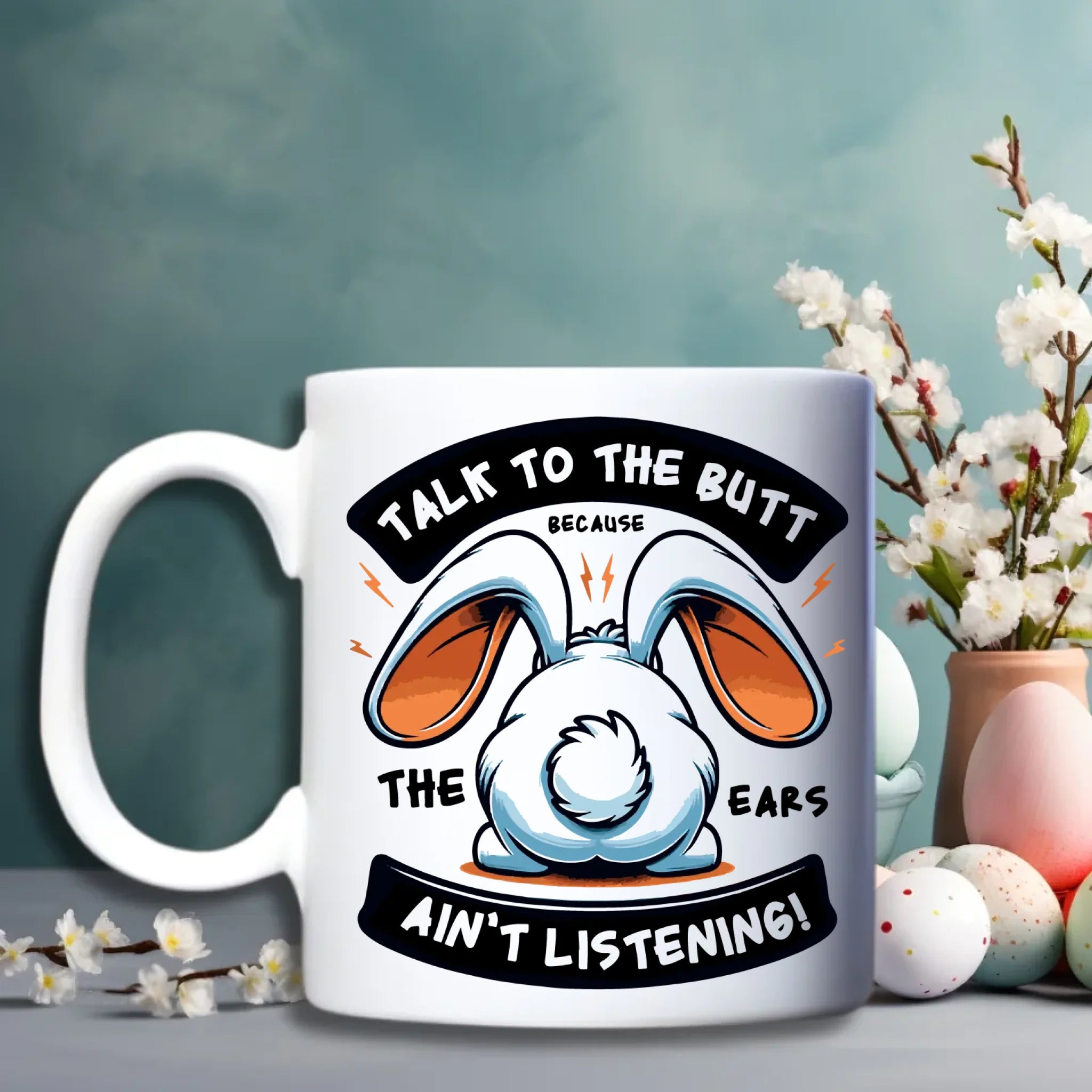 Witte keramische paasbeker met grappige 'Beetje Brutaal' opdruk en optie voor personalisatie met naam - Debekershop.nl