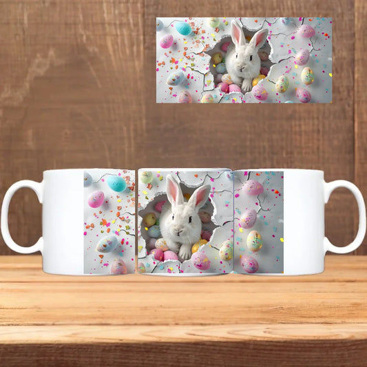 3D Paashaas beker met vrolijk konijnenontwerp cadeau van Debekershop.nl Kortenhoef.