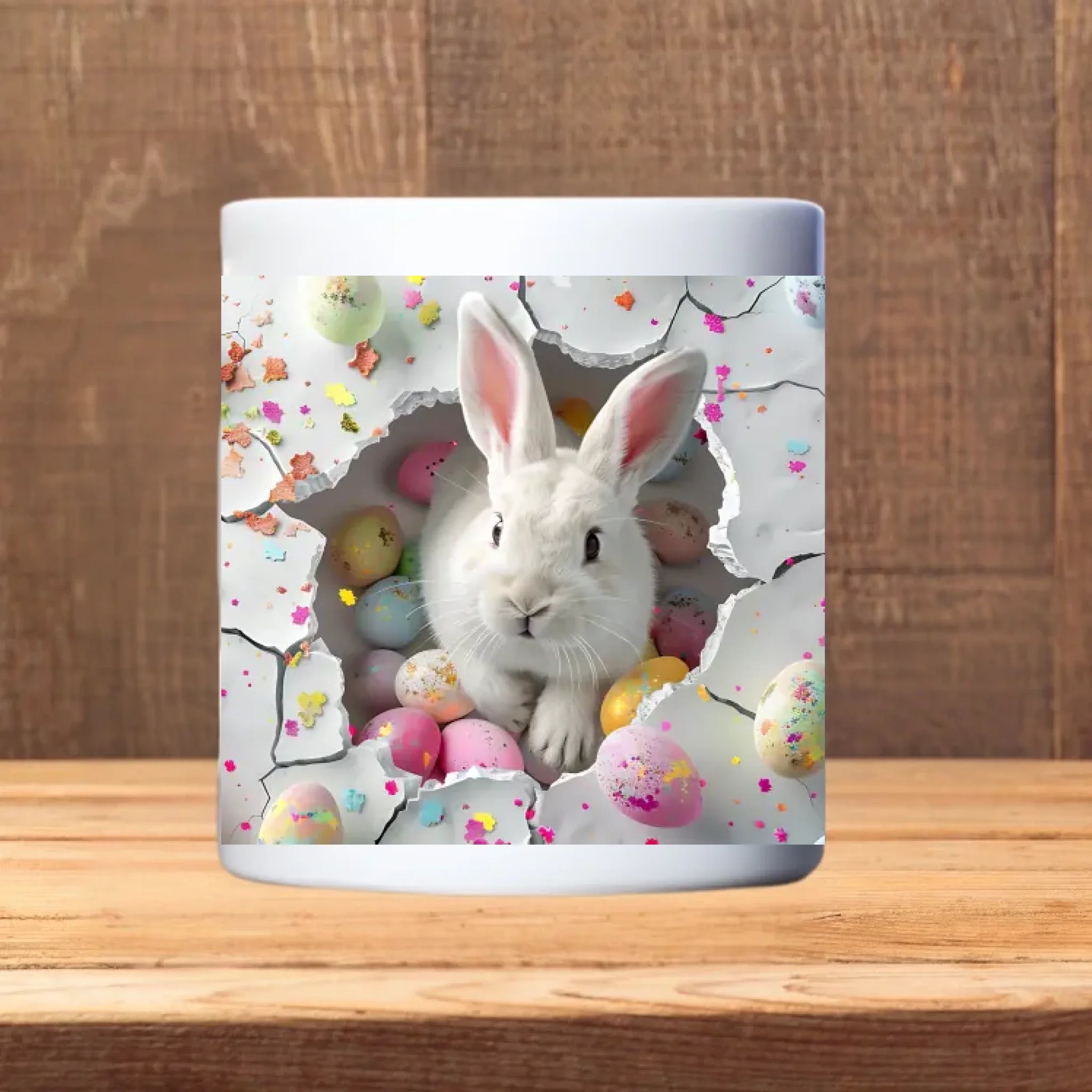 3D Paashaas beker met vrolijk konijnenontwerp cadeau van Debekershop.nl Kortenhoef.