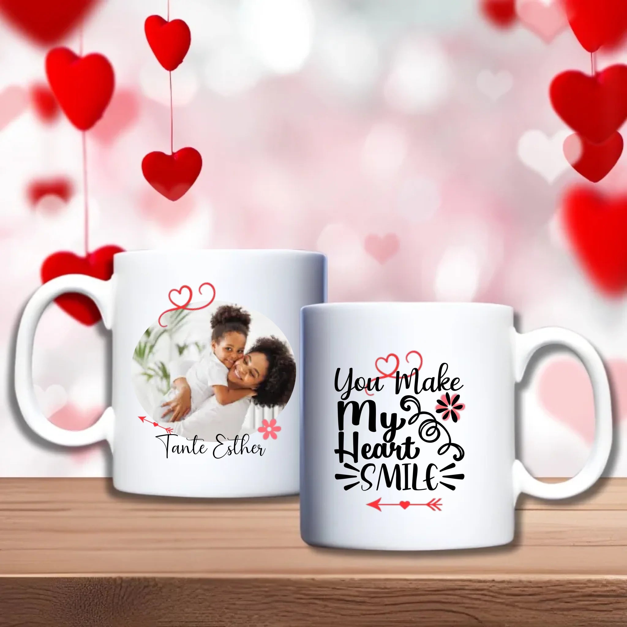 You Make My Heart Smile Beker – persoonlijk cadeau met foto en liefdevolle tekst – debekershop.nl