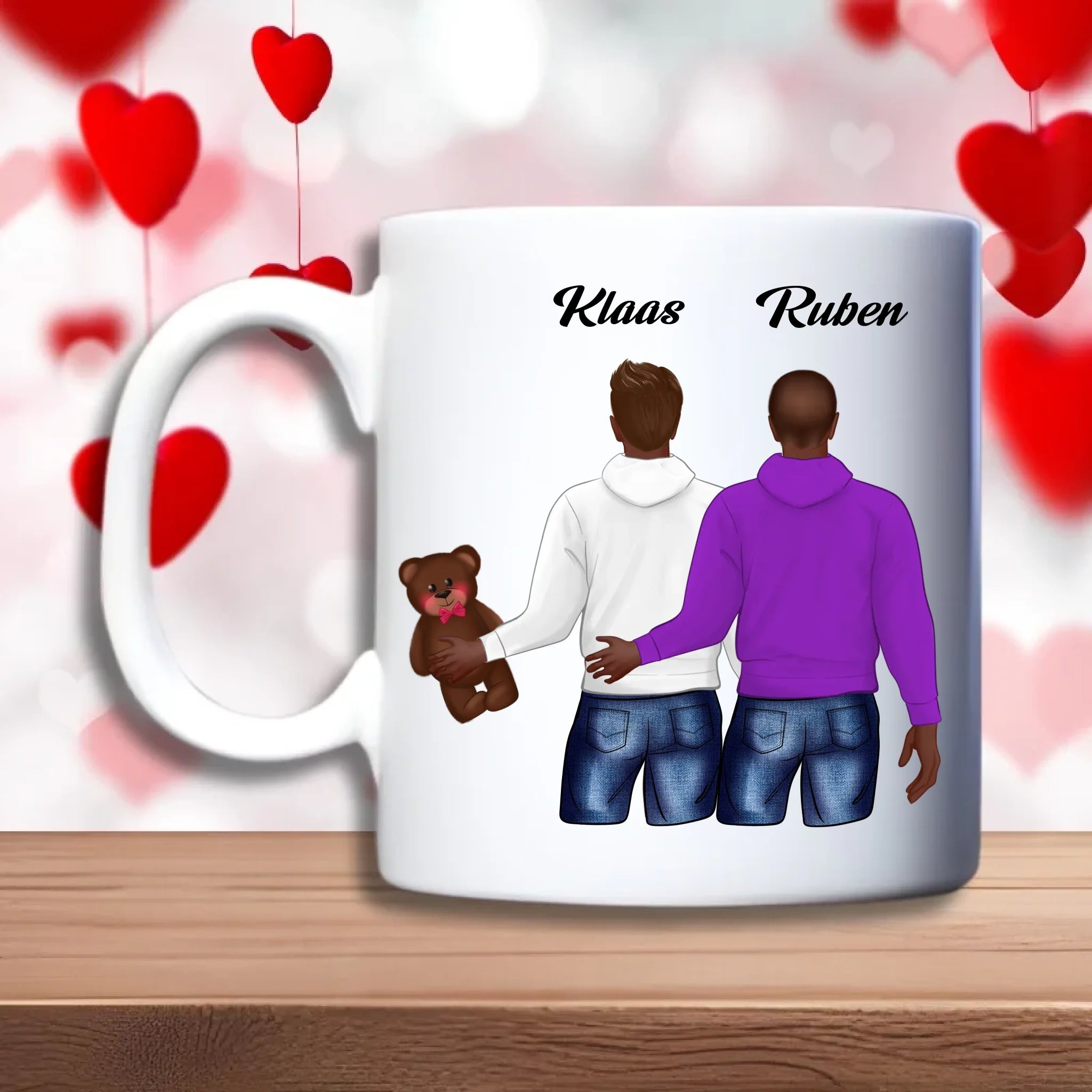 Heren koppel met beer Beker – romantisch persoonlijk cadeau voor koppels – Valentijn – debekershop.nl