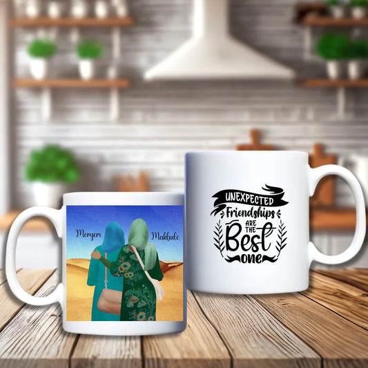 Besties met hoofddoek Beker – persoonlijk cadeau voor vriendinnen – debekershop.nl