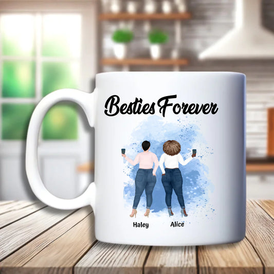 Besties Forever Beker – 2 tot 4 Curvy Vriendinnen – Gepersonaliseerd Cadeau