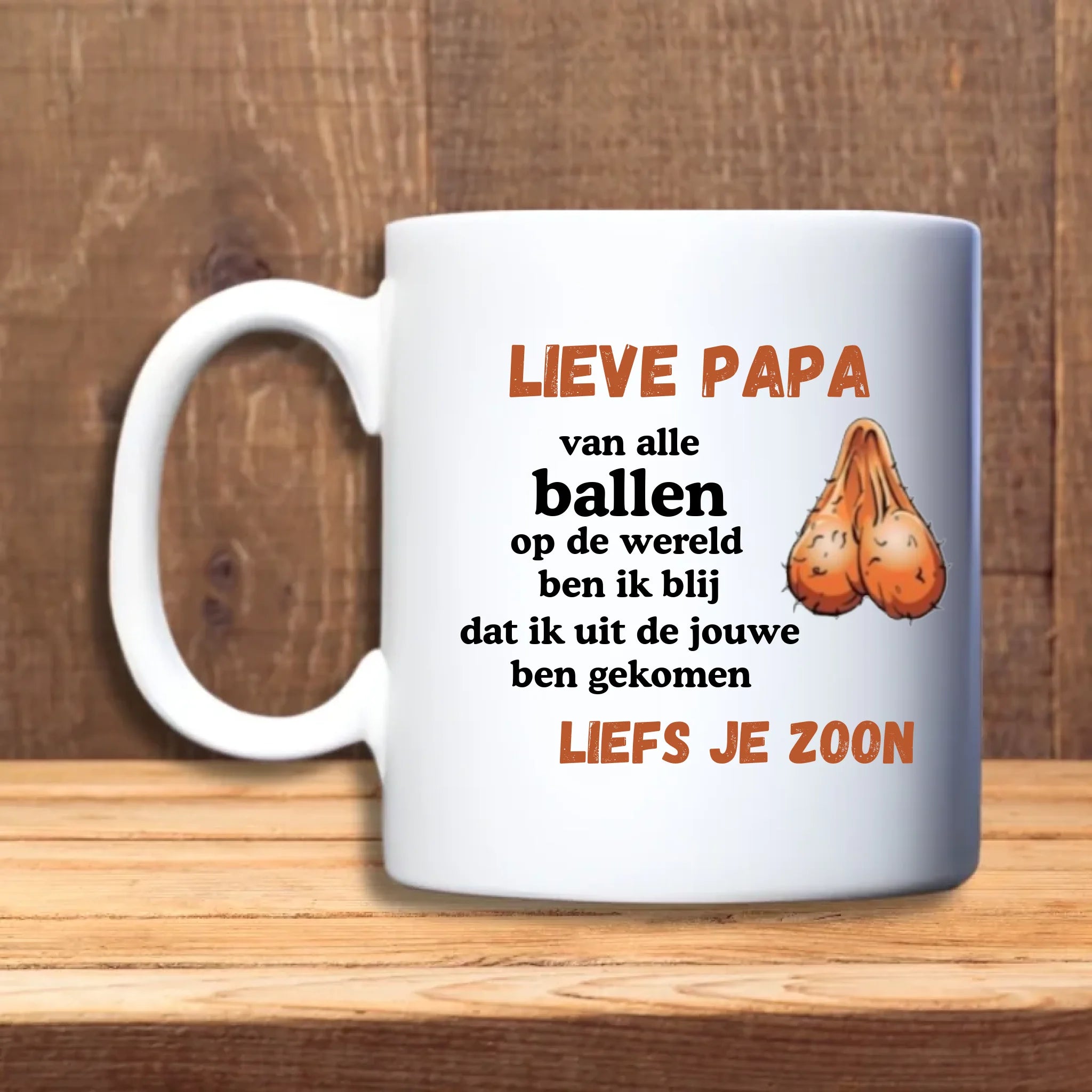Van alle ballen mok – gepersonaliseerd cadeau met grappige tekst  - humor op het randje