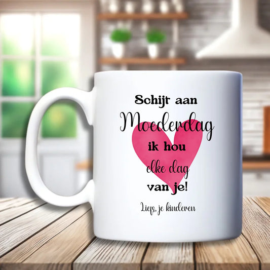 Schijt aan moederdag - Gepersonaliseerde mok - Moederdag cadeau - Debekershop.nl