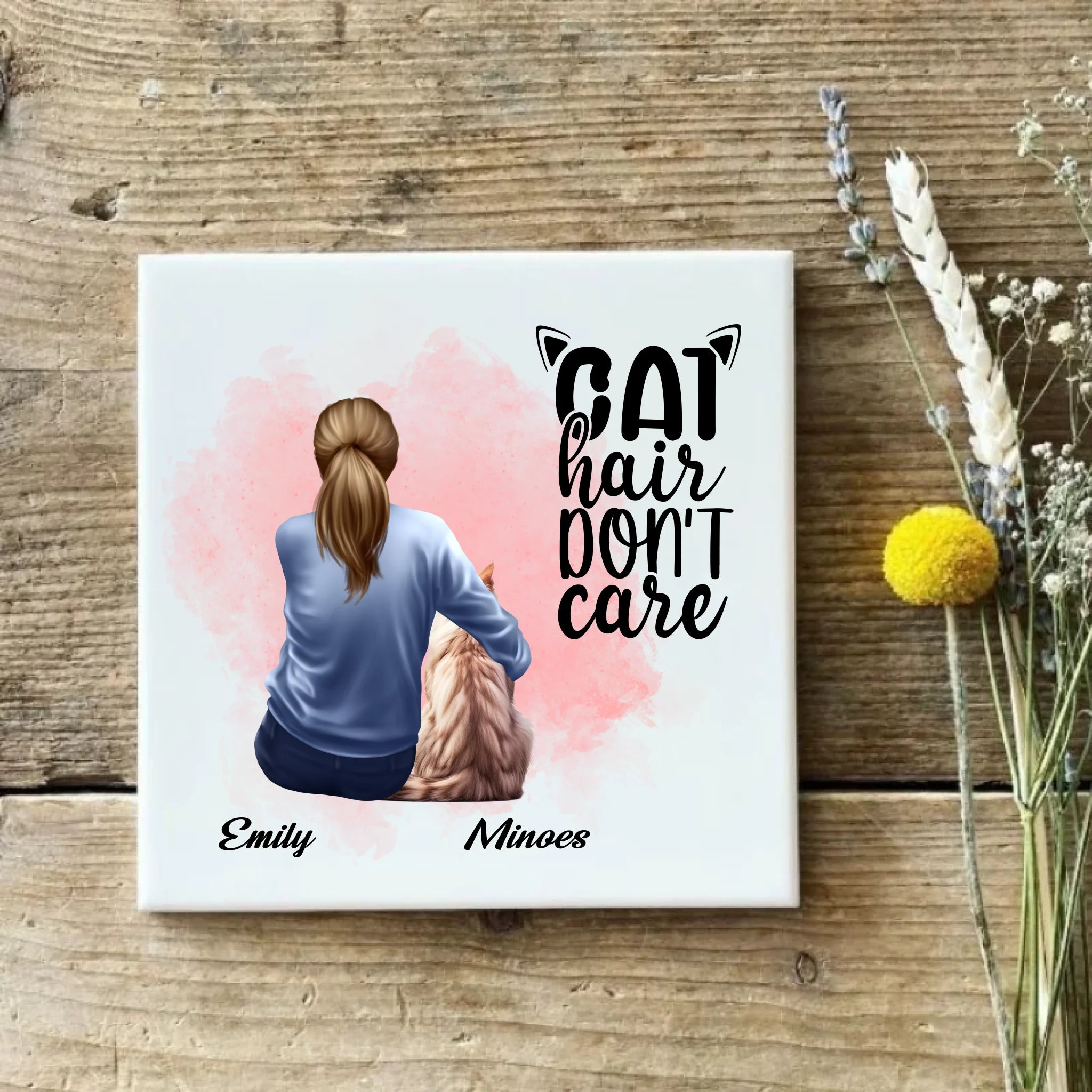 Meisje met kat - Gepersonaliseerde mok met huisdier en naam - Debekershop.nl