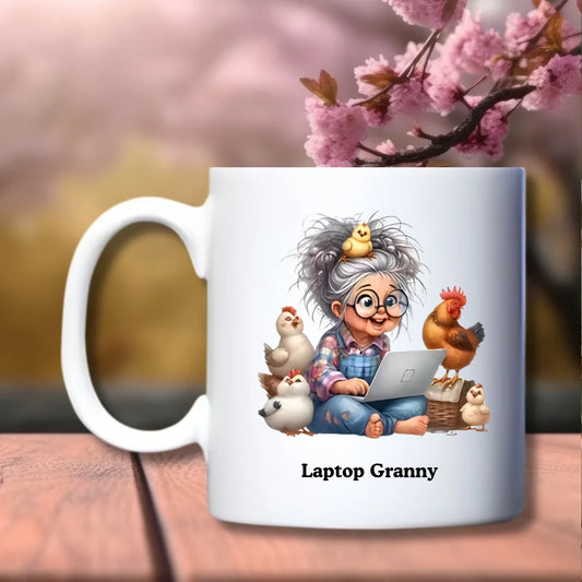 Laptop Granny - Beker - Cadeau voor oma, cadeau voor vrouw, dieren en oma