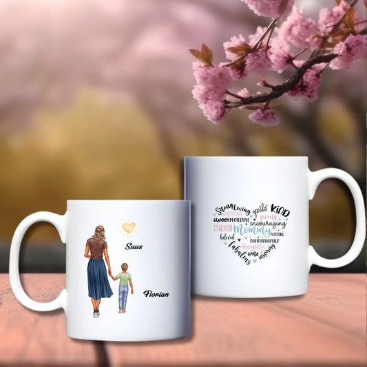 Moeder met kind aan de hand Beker – persoonlijk cadeau voor moeder met kind – debekershop.nl