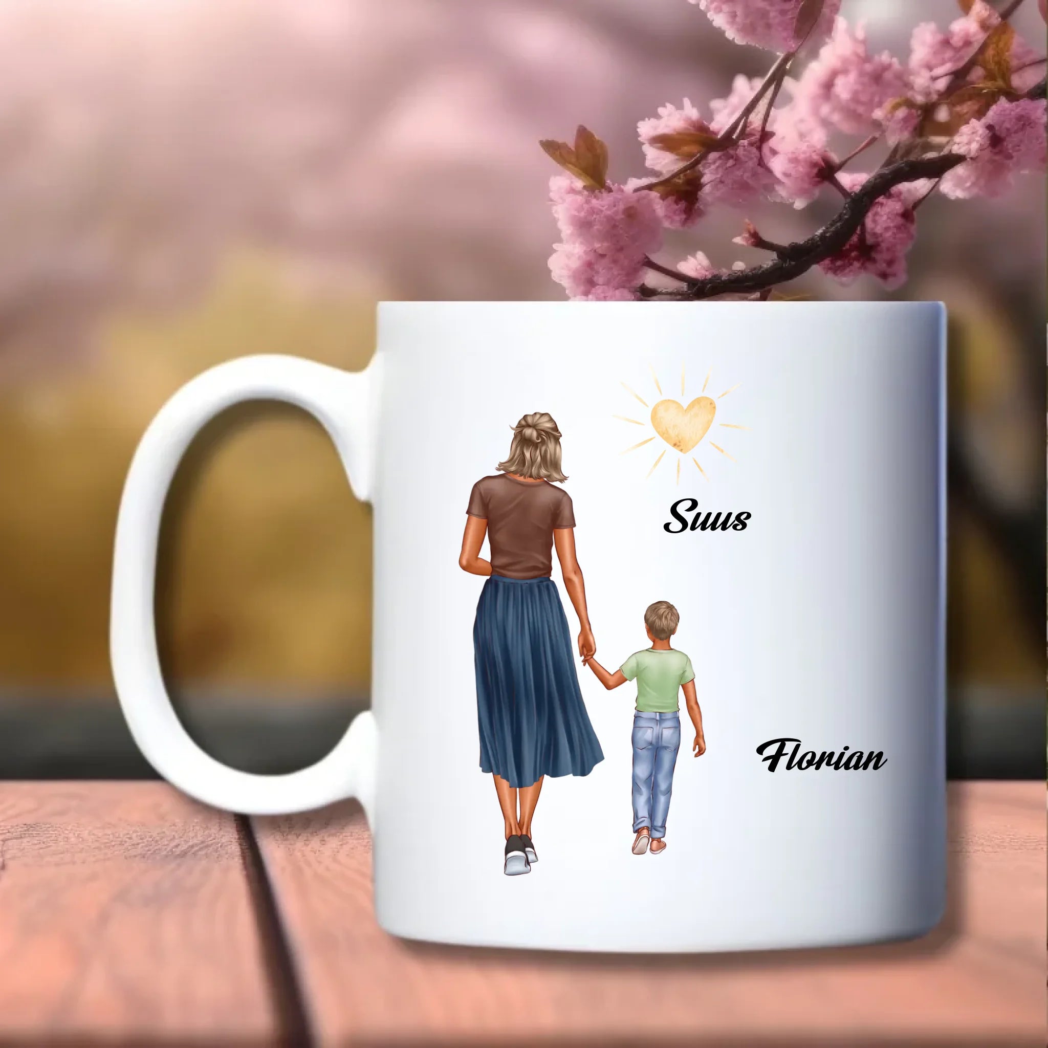 Moeder met kind aan de hand Beker – persoonlijk cadeau voor moeder met kind – debekershop.nl