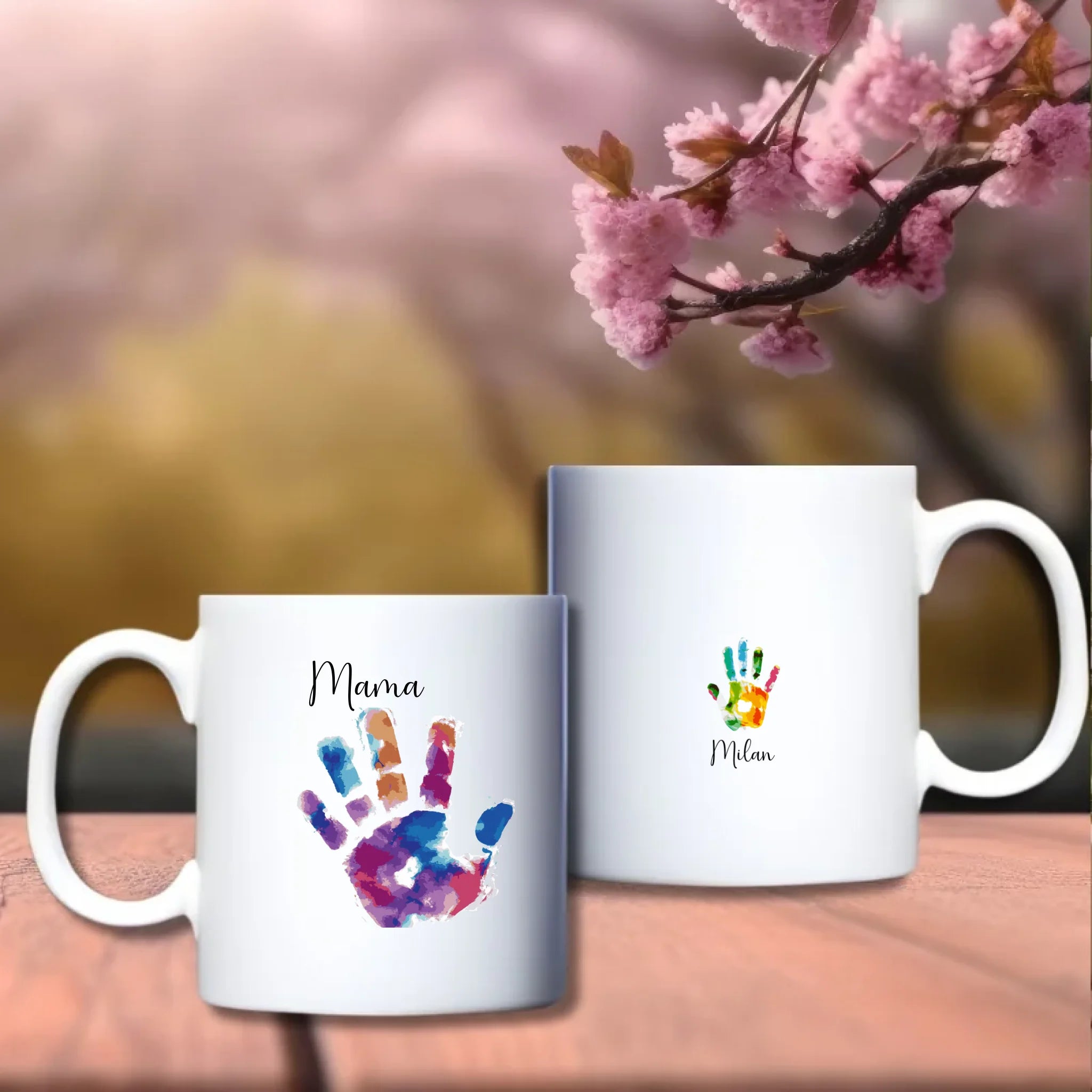 Handafdruk Waterverf Beker – Gepersonaliseerde mok voor mama - debekershop.nl