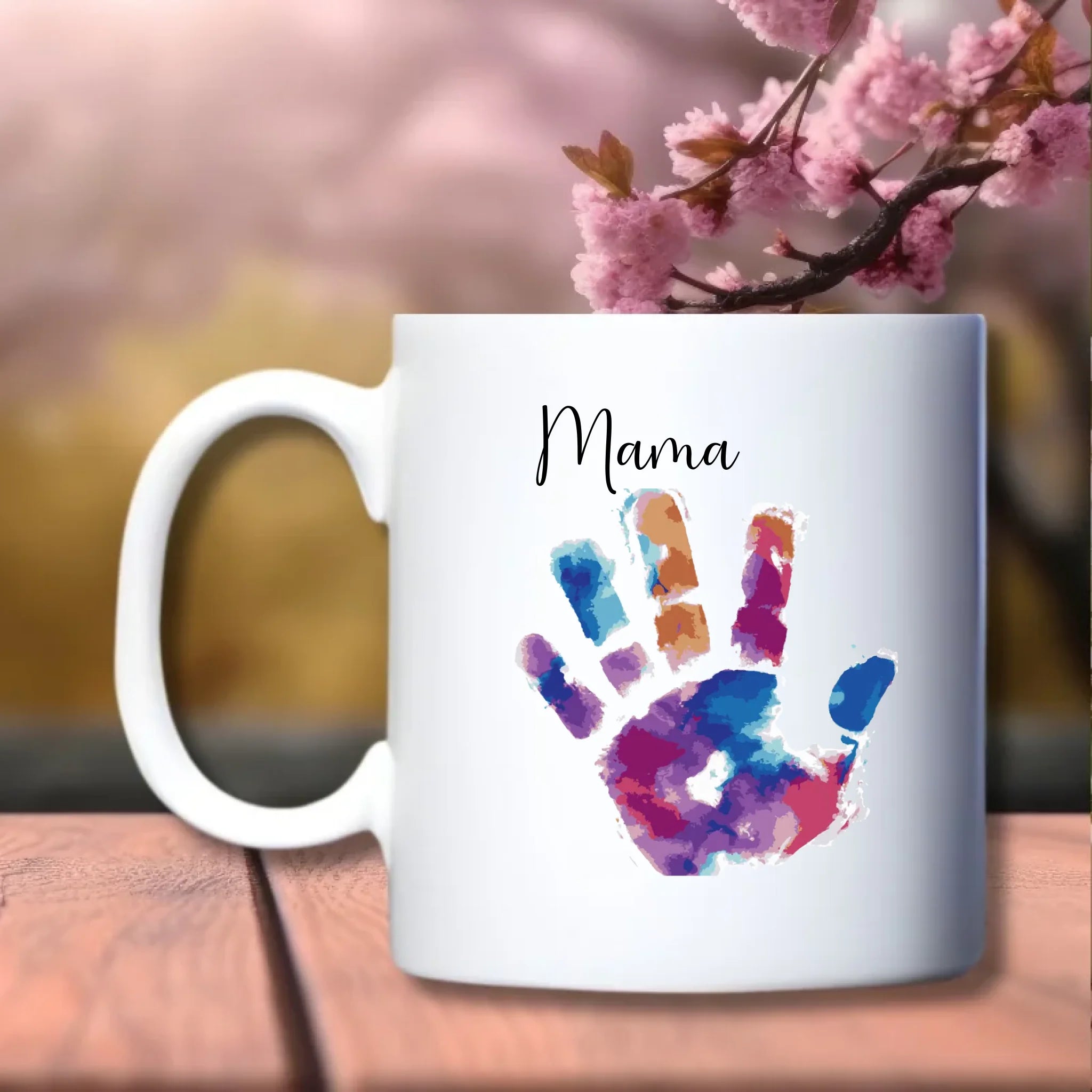 Handafdruk Waterverf Beker – Gepersonaliseerde mok voor mama - debekershop.nl