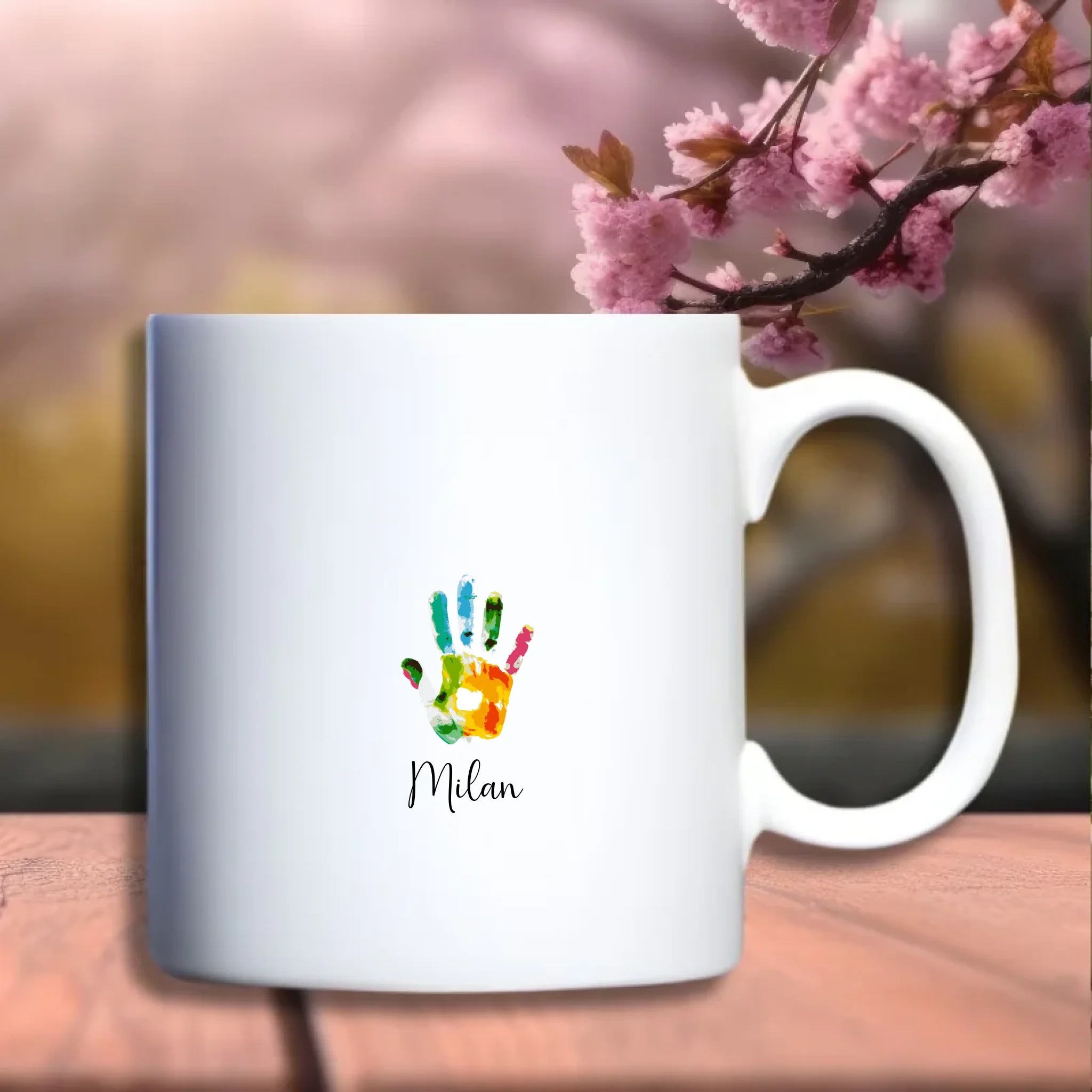 Handafdruk Waterverf Beker – Gepersonaliseerde mok voor mama - debekershop.nl