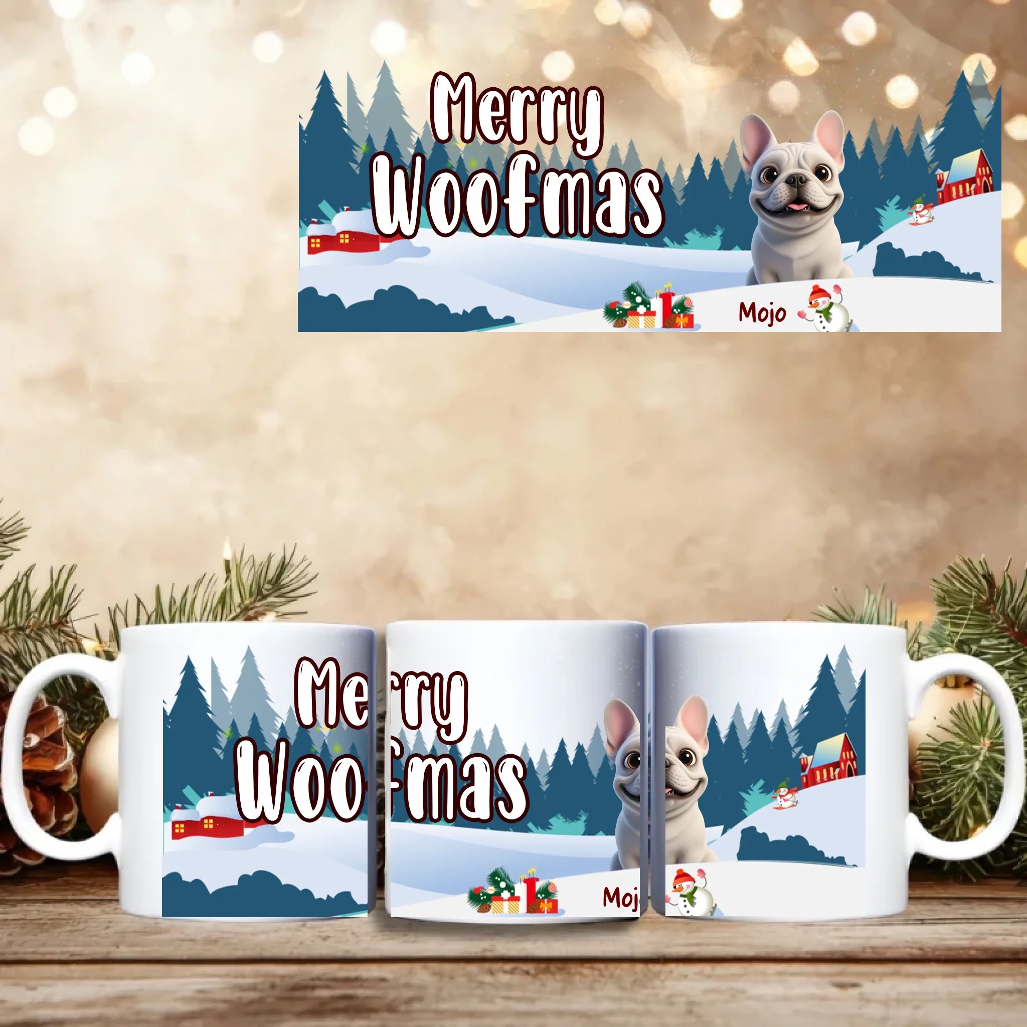 Merry Woofmas - Gepersonaliseerde kerstbeker - Mok - Hondenrassen kerstmok - debekershop.nl