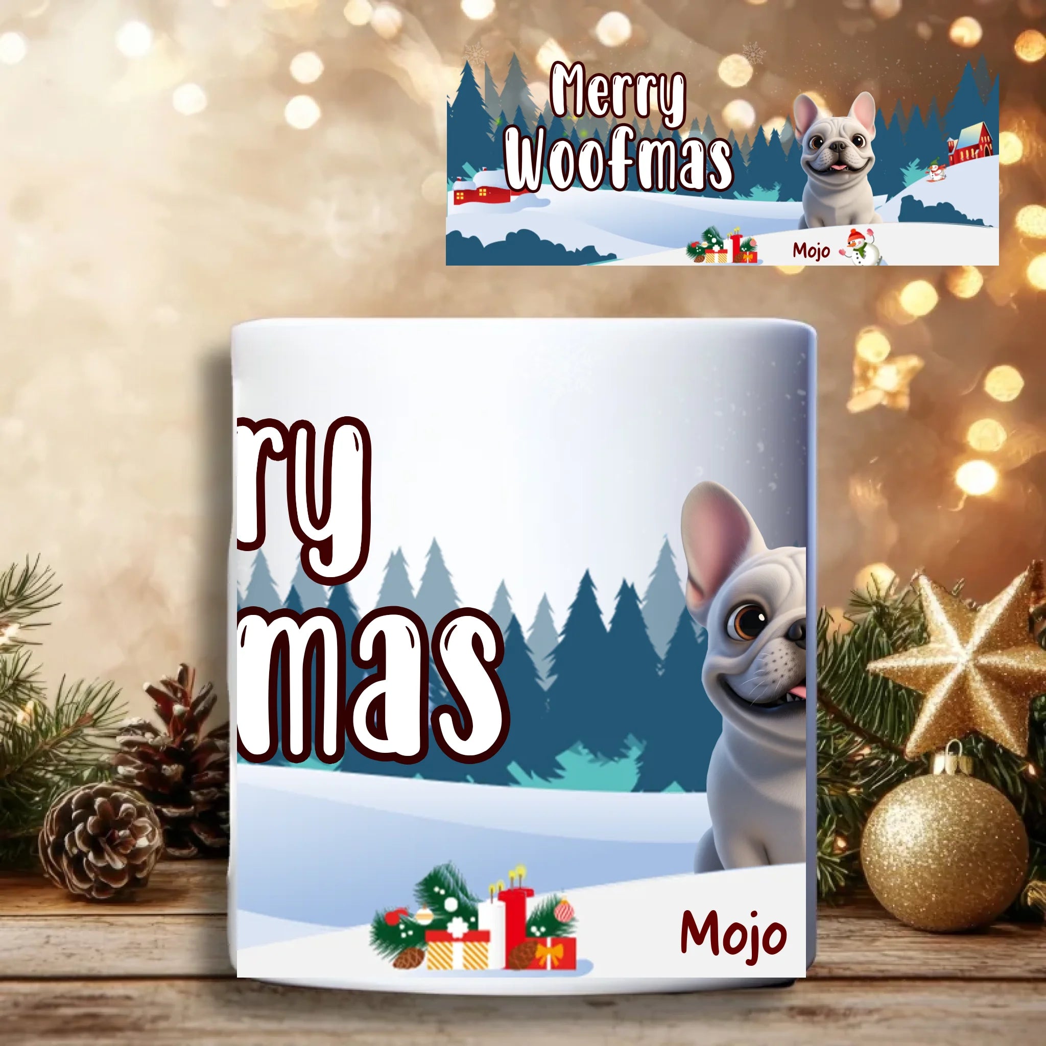 Merry Woofmas - Gepersonaliseerde kerstbeker - Mok - Hondenrassen kerstmok - debekershop.nl
