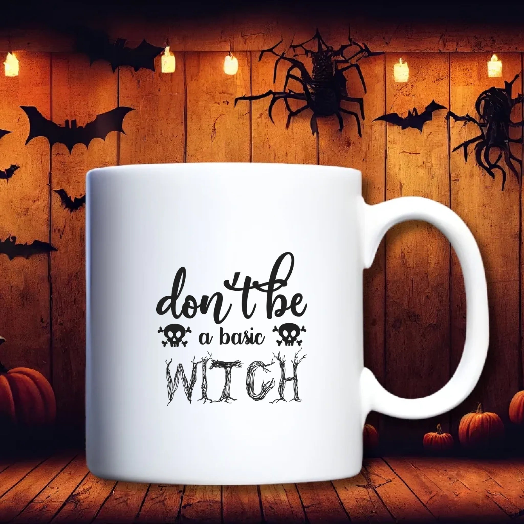Spookhuis (foto) – gepersonaliseerde Halloween beker met spinnenweb en spookhuisdesign | Debekershop.nl