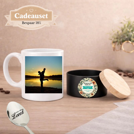 Cadeauset thee lepel beker - debekershop.nl