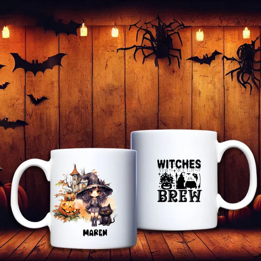 Schattig heksje – gepersonaliseerde tegel, debekershop.nl, schattig Halloween design