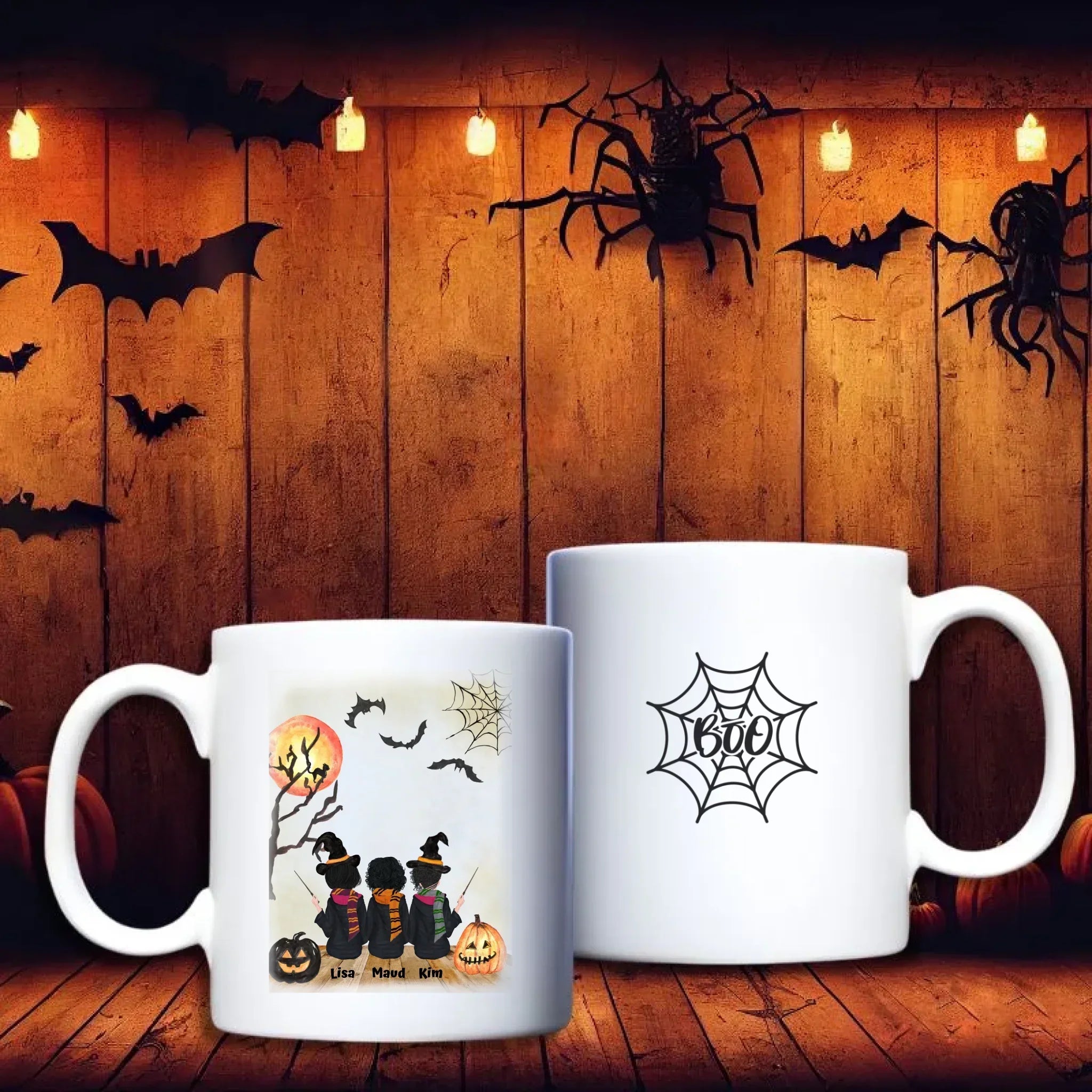 Halloween Friends – gepersonaliseerde beker, debekershop.nl, 3 schattige Halloween heksjes