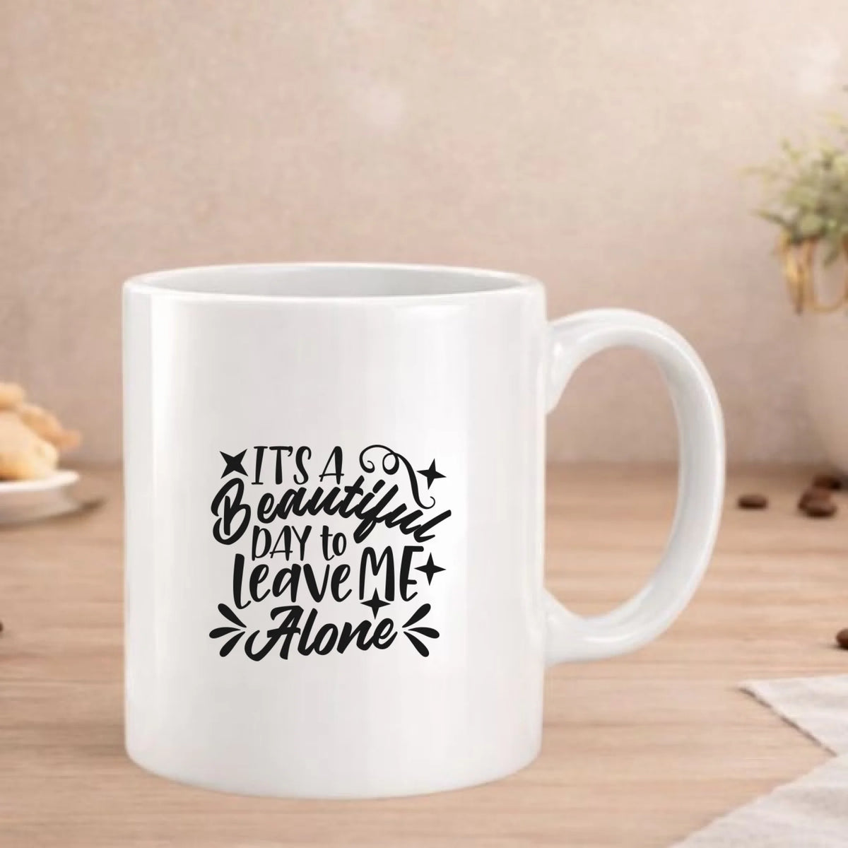 #MOM Life met quote beker: achterkant met de tekst It's a beautiful day to leave me alone