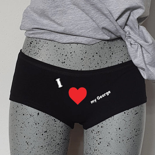 Zwarte hipster met rood hartje en de tekst I love my, van FlexMade