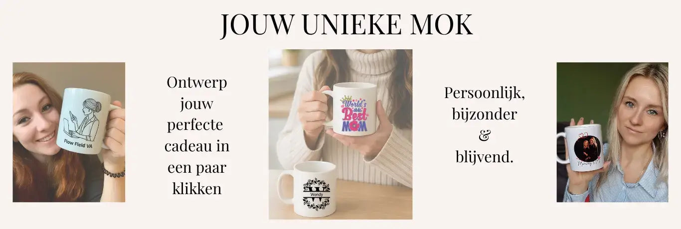 Gepersonaliseerde mokken - Bedrukt in Kortenhoef - Snelle verzending in NL & BE