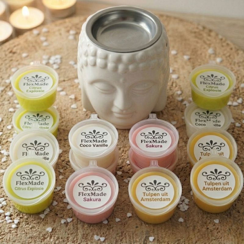 Lente Waxmelt Pakket met Brander - 16 Handgemaakte Sojawax Melts | FlexMade