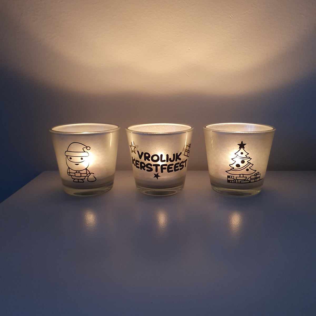 Theelichtjes Kerst FlexMade prettige feestdagen kerstman kerstboom sfeer