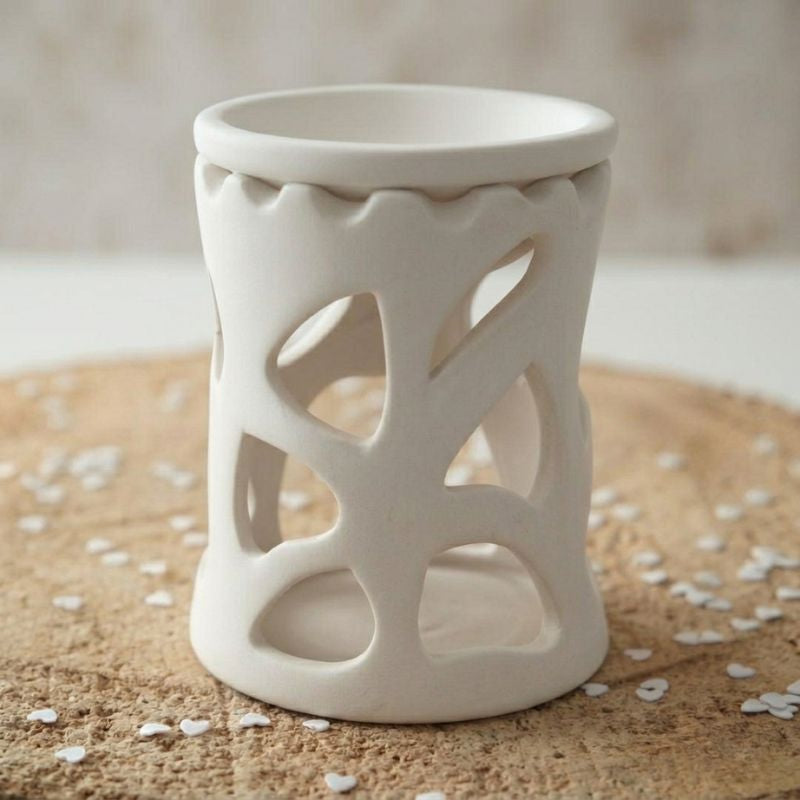 Witte keramische waxmeltbrander Modern met golvende uitsparingen, van FlexMade