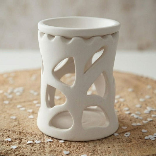 Witte keramische waxmeltbrander Modern met golvende uitsparingen, van FlexMade